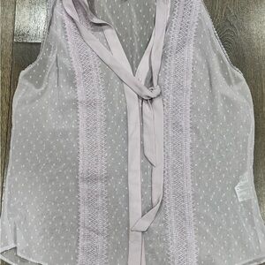 White House Black Market Light Purple Tie-Neck Blouse